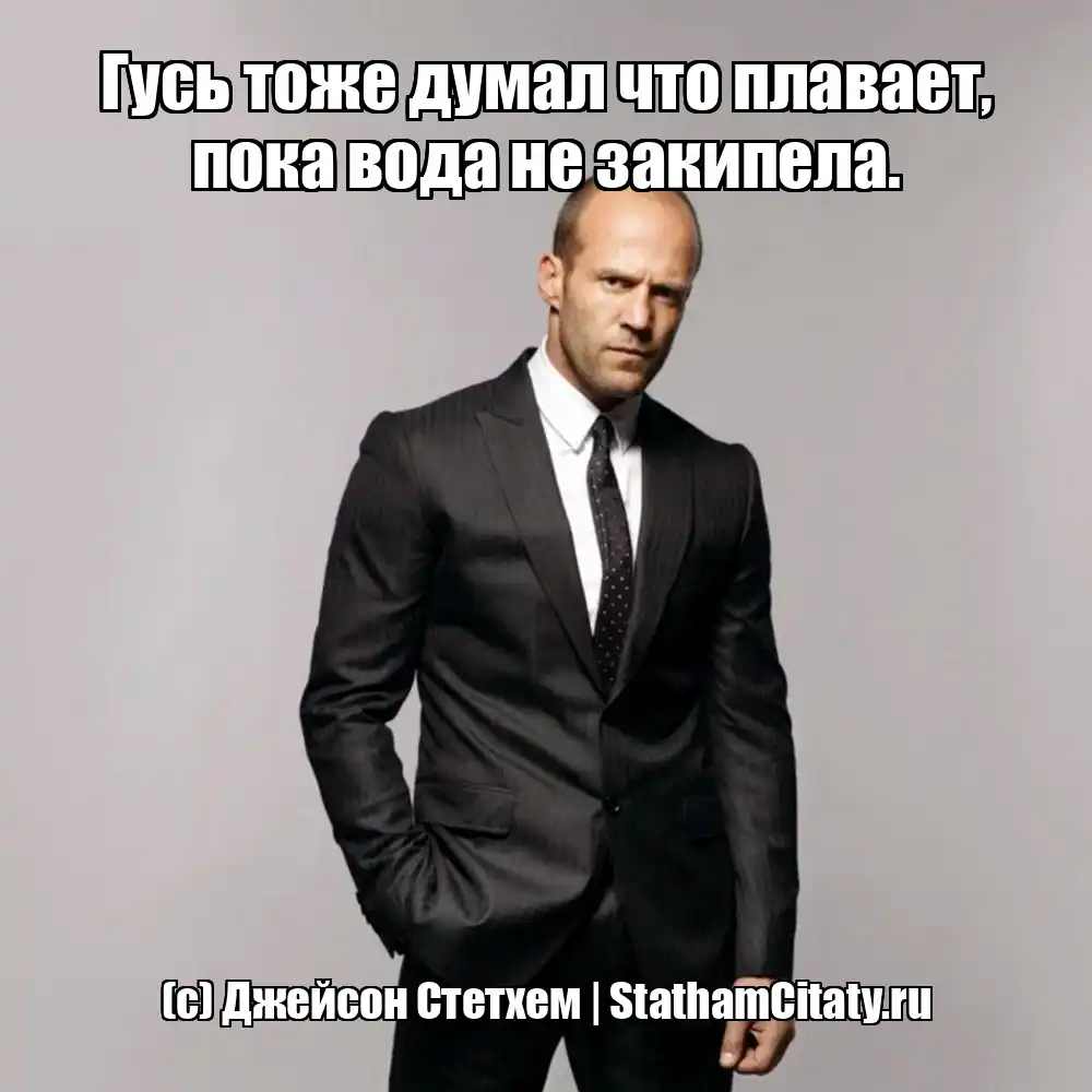 Гусь тоже думал что плавает, пока вода не закипела.  (с) Джейсон Стетхем