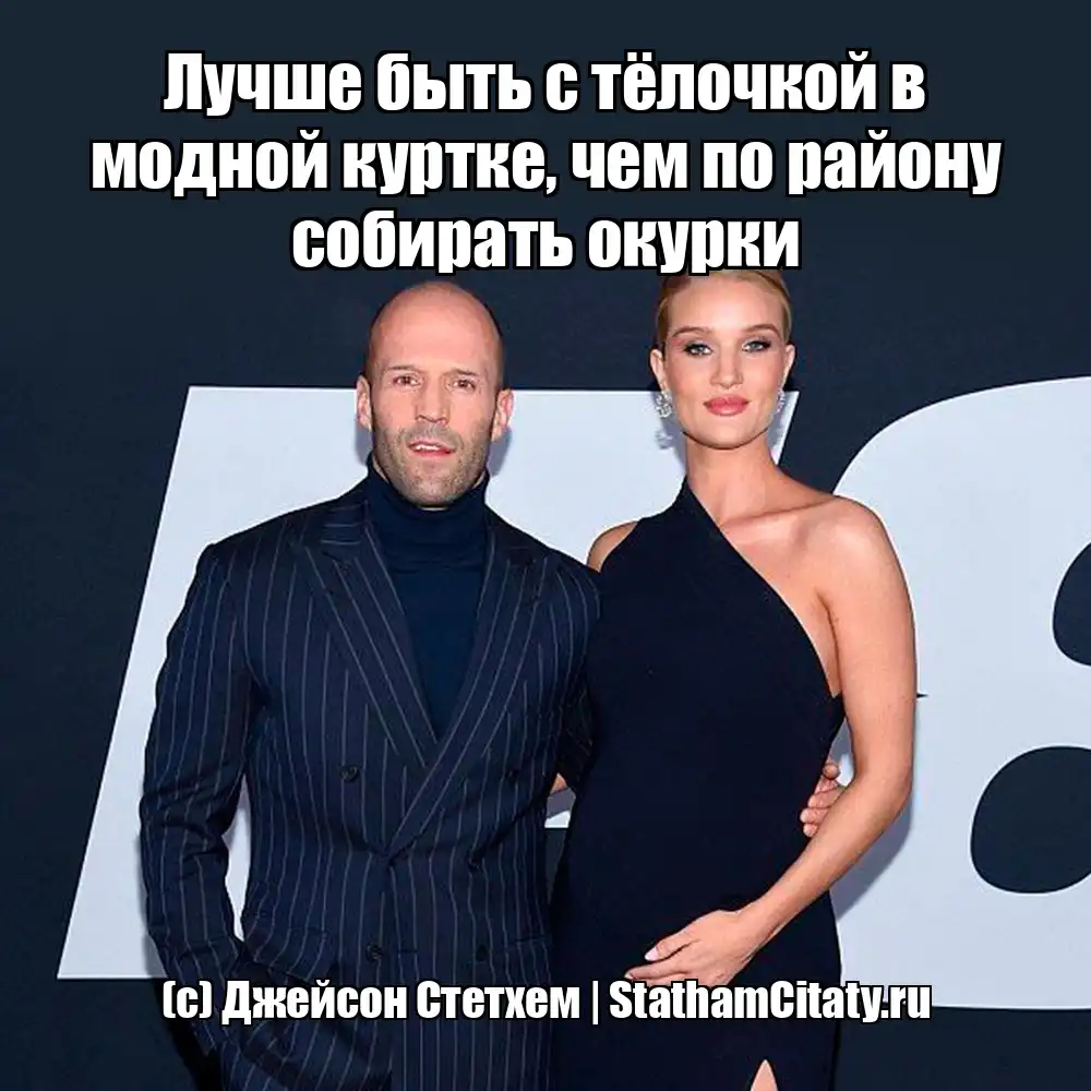 Лучше быть с тёлочкой в модной куртке, чем по району собирать окурки  (с) Джейсон Стетхем