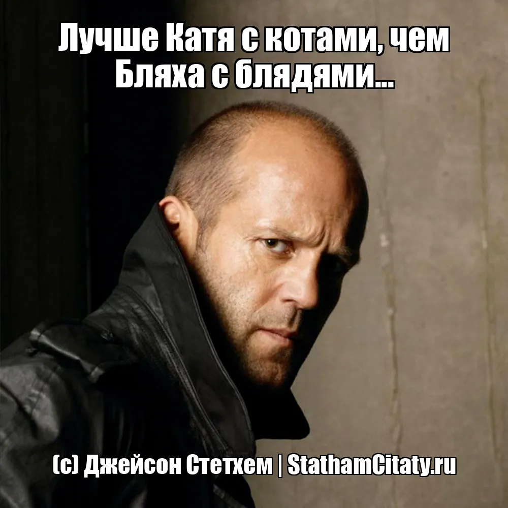 Лучше Катя с котами, чем Бляха с блядями...  (с) Джейсон Стетхем