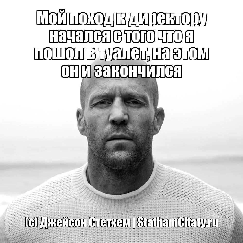 Мой поход к директору начался с того что я пошол в туалет, на этом он и закончился  (с) Джейсон Стетхем