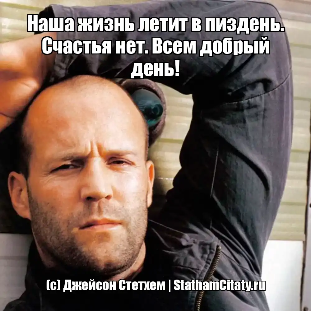 Наша жизнь летит в пиздень. Счастья нет. Всем добрый день!  (с) Джейсон Стетхем
