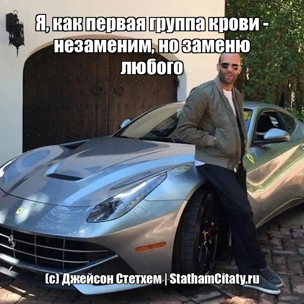 Я, как первая группа крови - незаменим, но заменю любого  (с) Джейсон Стетхем