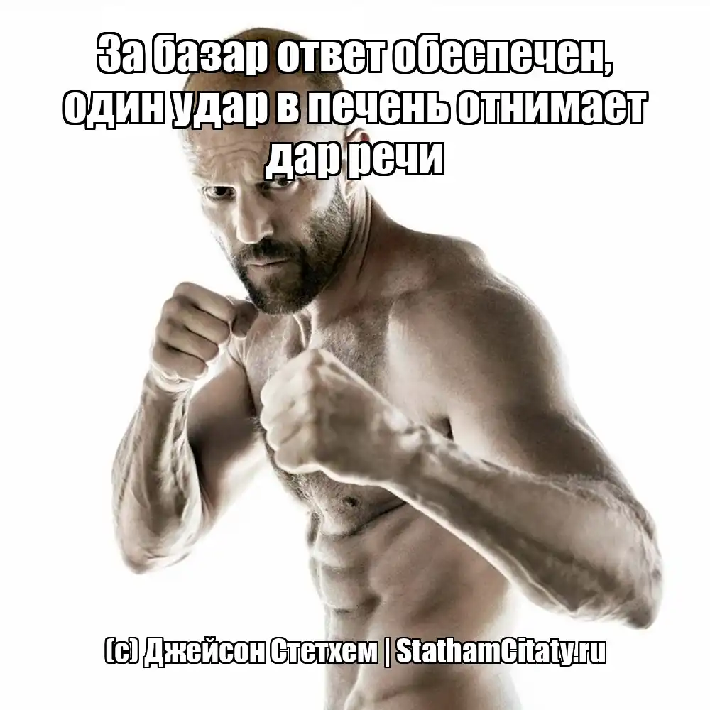 За базар ответ обеспечен, один удар в печень отнимает дар речи  (с) Джейсон Стетхем